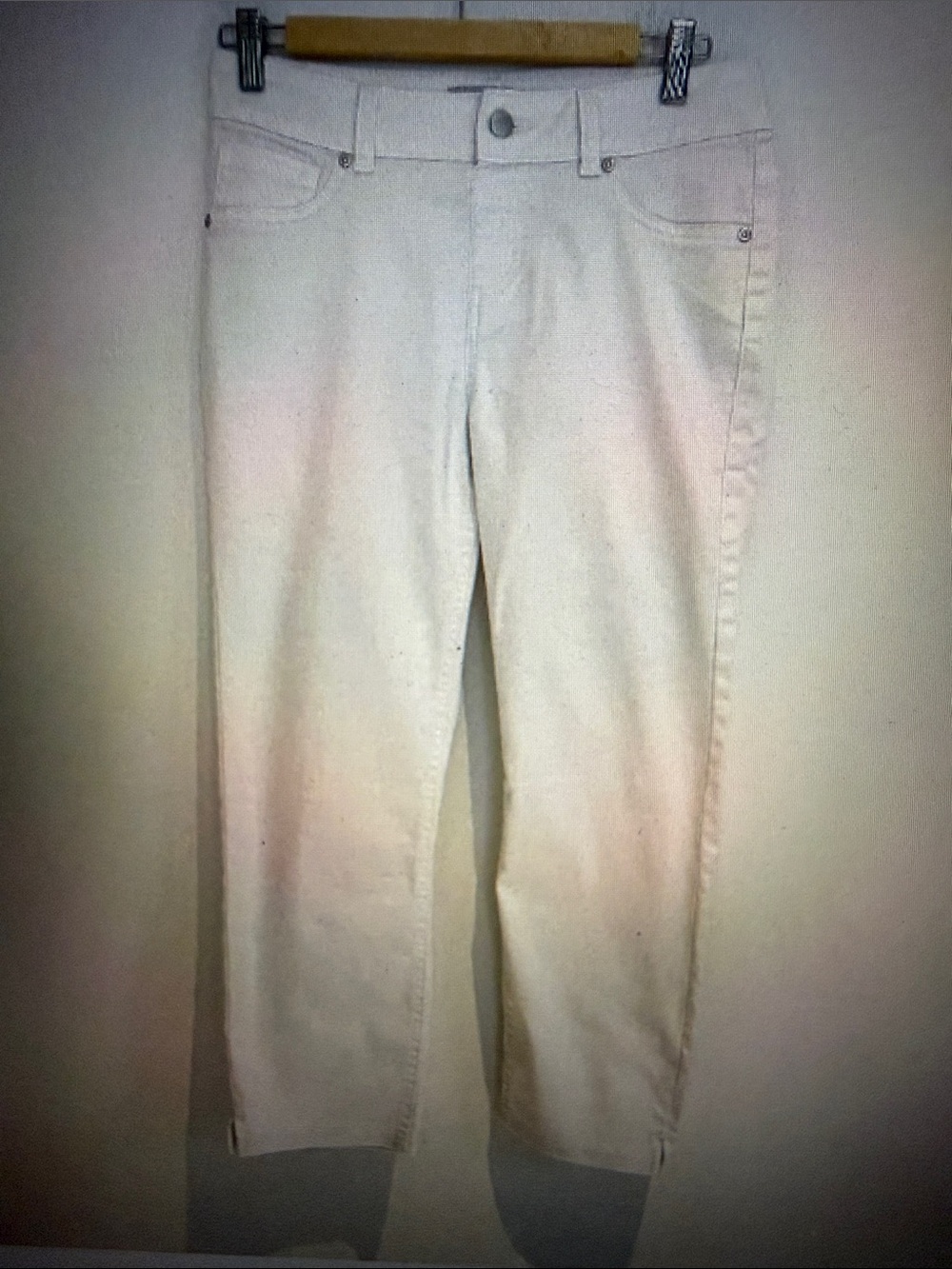 Peter Nygard White Crop Pants Women Size 10 Cotton Blend 23"L Cropped Capris
